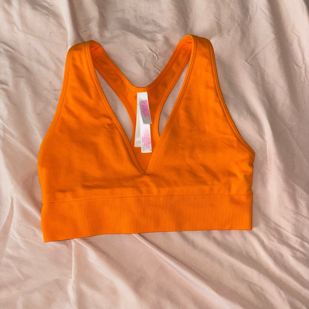 PINK Victoria's Secret Orange Sports Bra with Racerback